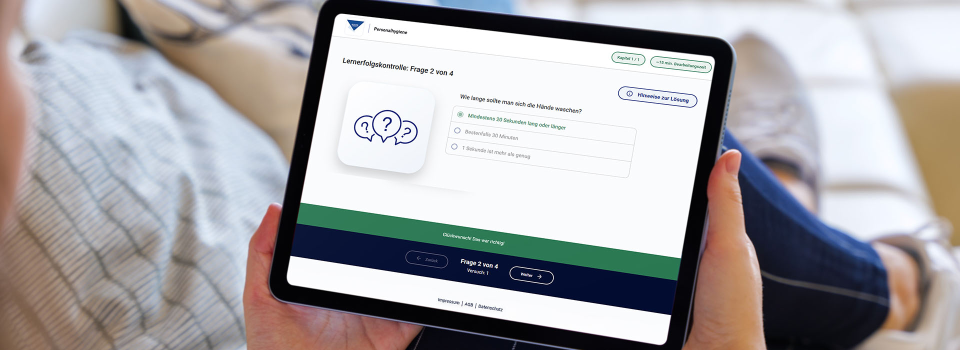 Benutzeroberfläche des LMS für Kleen Purgatis